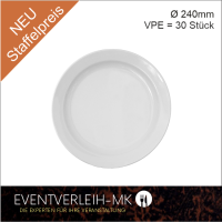 Menüteller, flach dm 24cm - (Weiss ohne Muster)*